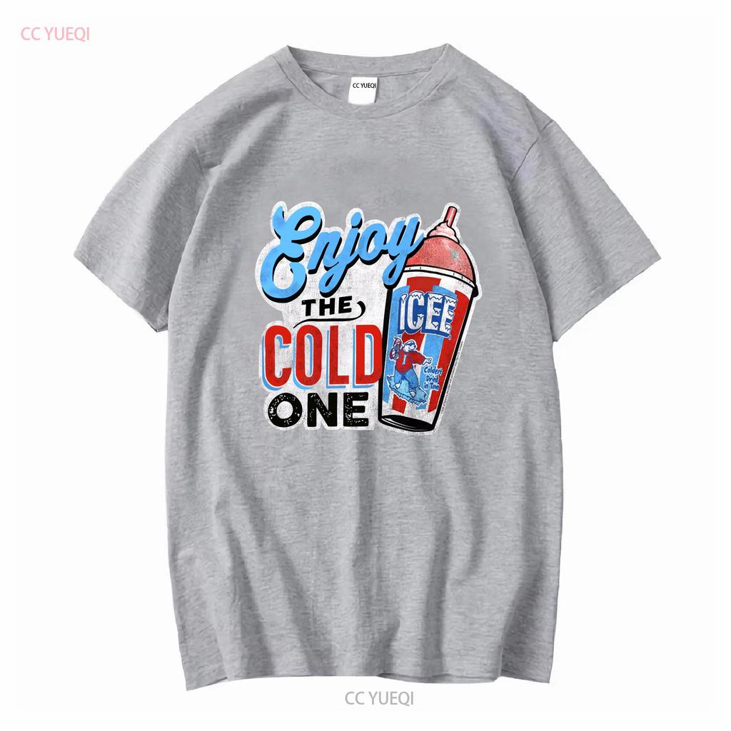 Lizenziertes Genießen Sie das Kalte Icee Slushie Erwachsenen Rundhals T-Shirt lang- oder kurzärmelig Vintage Gewaschene Mode Weich Vielseitig