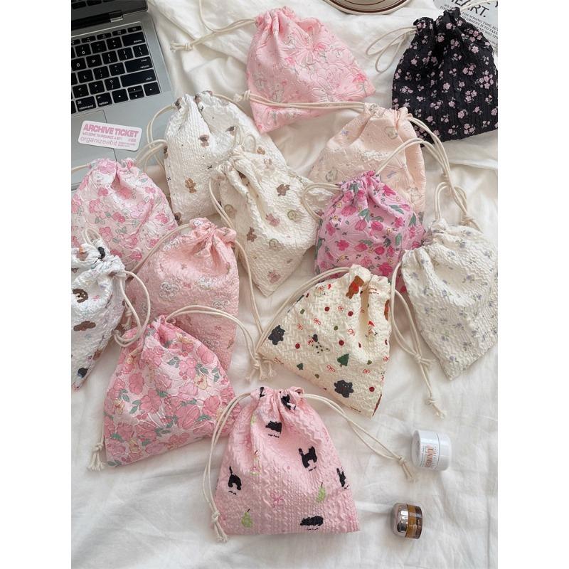 Cute Bear Cartoon Drawstring Pocket Women Drawstring Bags Cosmetic Bag Makeup Bag Large Capacity Coin Purse Coin Pouch