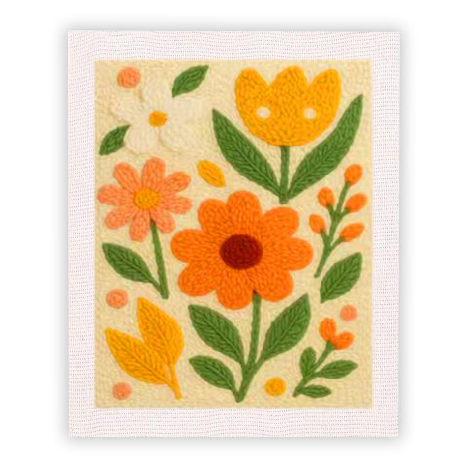 DIY Punch Needle Kits for Beginners Flower with Frame Embroidery Punch Needle Starter Craft Set Easy for Adults Diy Gift Home De