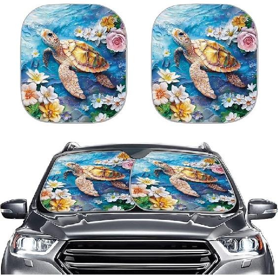 KEIAHUAN Customized Auto Front Window Visor Sun Shade Universal Windshield Sunshade for Car Truck SUV 2-Piece