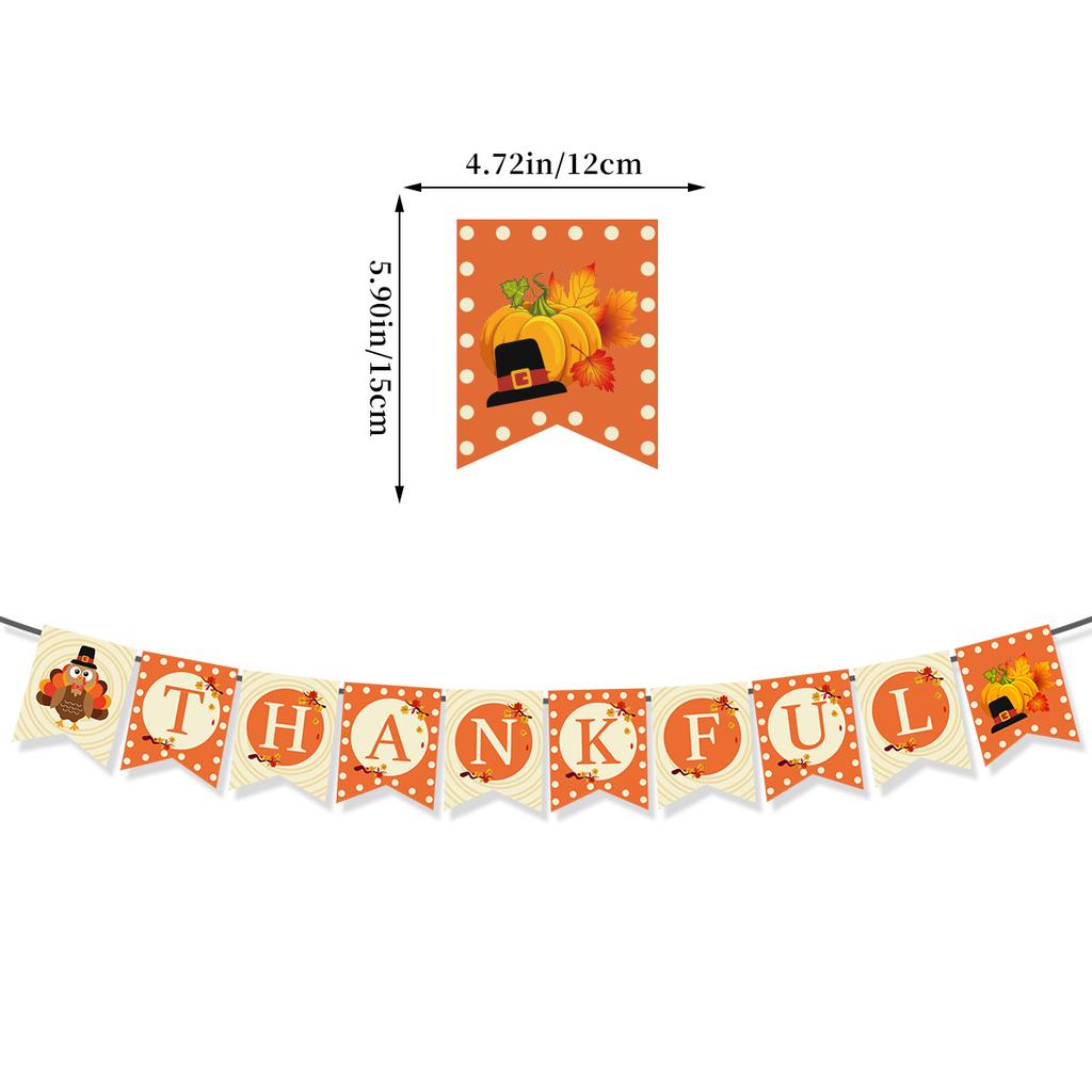 Thanksgiving Decoration Autumn Maple Leaf Pumpkin Flag Balloon Cake Card Set Customization