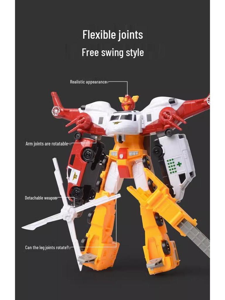 Hui Chao Transforming Police Rescue Car Robot Toy - 4-in-1 Giant
