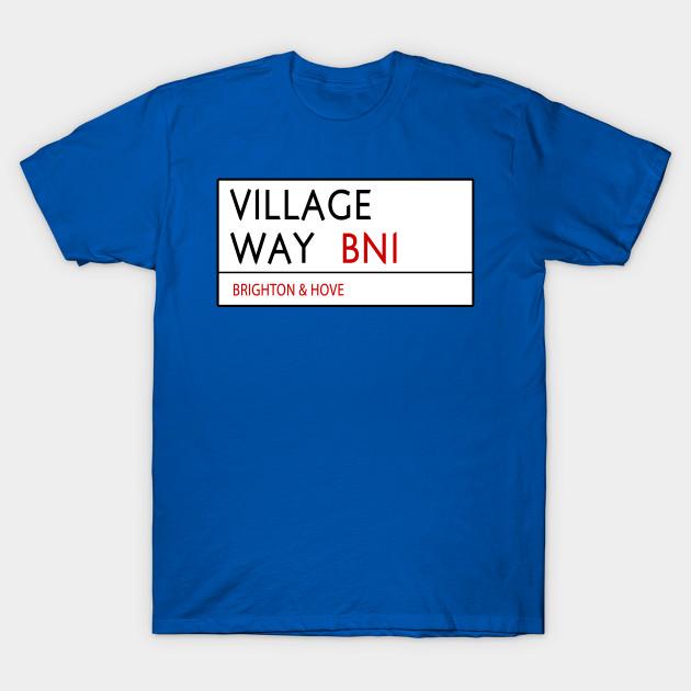Men Black Print T-shirt Village Way Brighton No-Cut Transfer Paper Print Cotton Tshirt 2XL