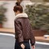 Big fur collar, velvet leather jacket, locomotive jacket, women's winter temperament design sense, thickened warm cotton clothes, cotton clothes
