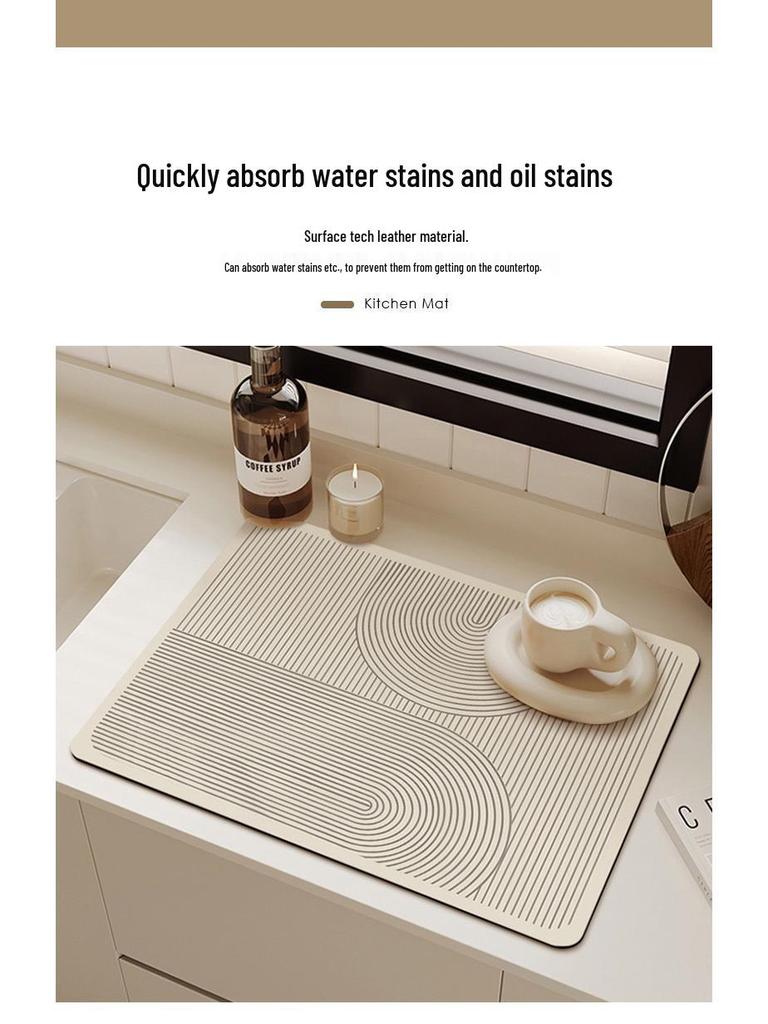 Minimalist Diatomaceous Earth Kitchen Mat: Heat & Water-Absorbing, Anti-Scald, Oil-Resistant Countertop Protector