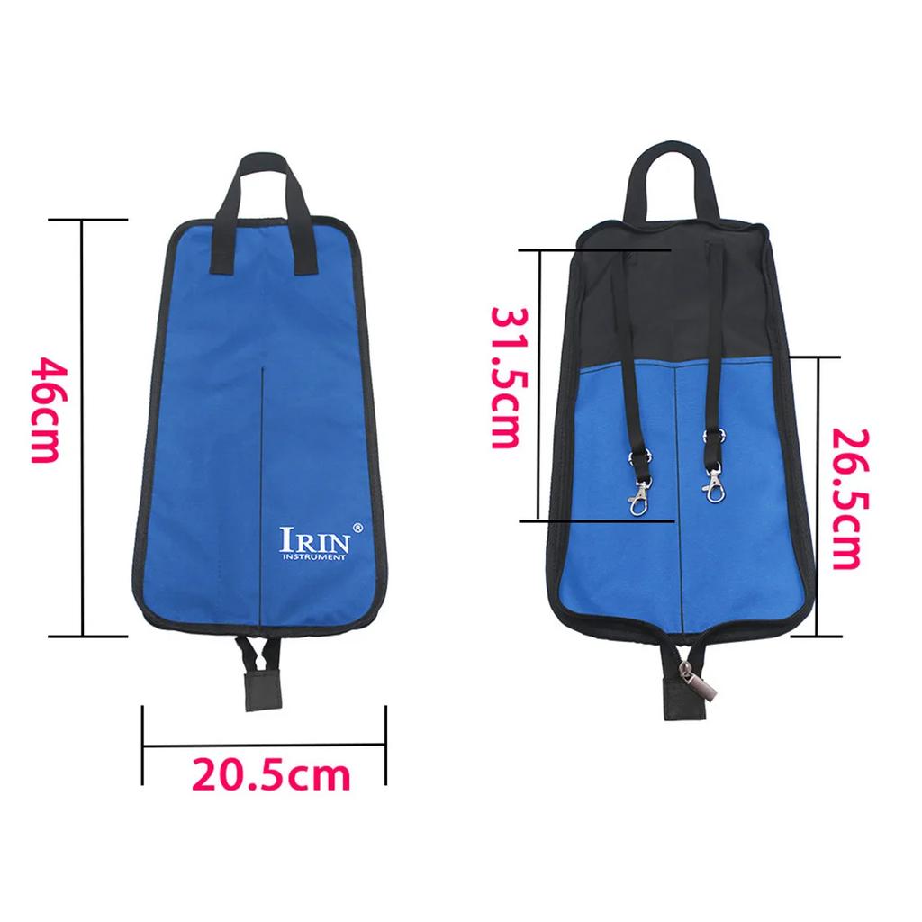 IRIN Drum Stick Bag Oxford Cloth Drumstick Thicken Case Waterproof Handbags Carrying Strap Percussion Instrument Accessories