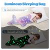 2 Pcs Night Glow Mermaid Tail Blanket Sleeping Bag Soft Flannel Wearable Colorful Girls Kids Blanket All Seasons Sleeping Bag