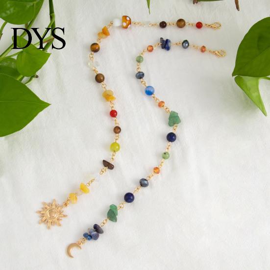 Sea Themed Hair Accessories 2Pcs Bohemian Long Tassel Braided Chain with Clips, Colorful Holiday Decorations Sun Moon Pendant, Jewelry for Party