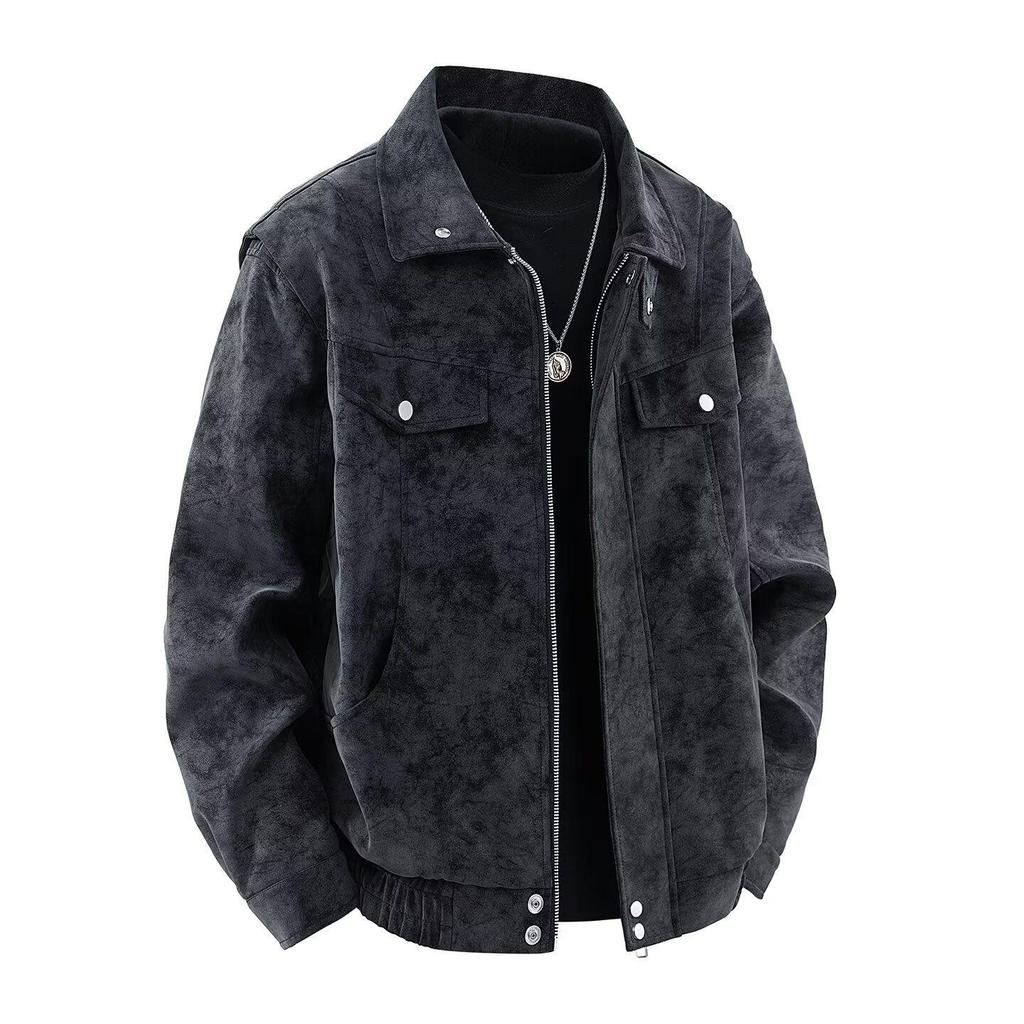 Men's Trendy American Retro Leather Jacket for Autumn/Winter