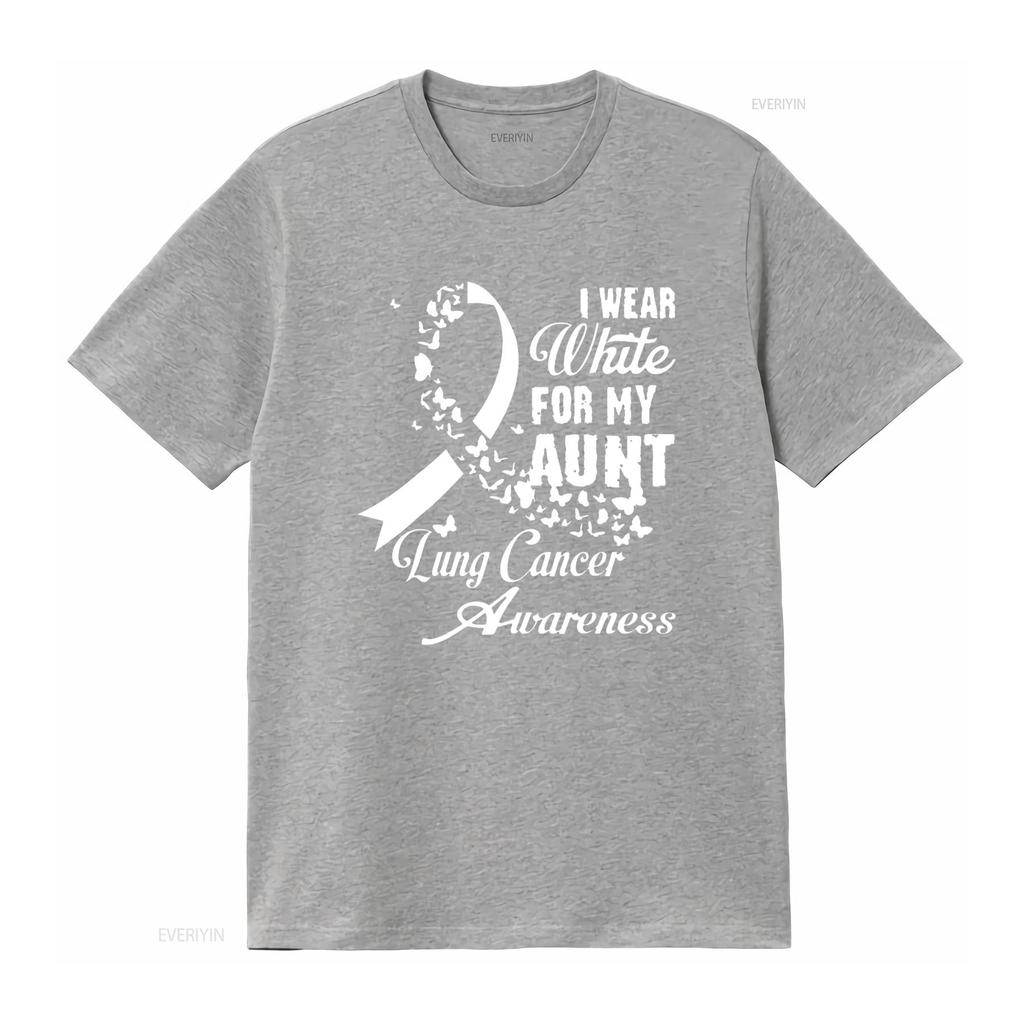 Womens I Wear White For My Aunt Family Lung Cancer Awareness Month T Shirt Black 3X Large Vintage Washed Homme Casual