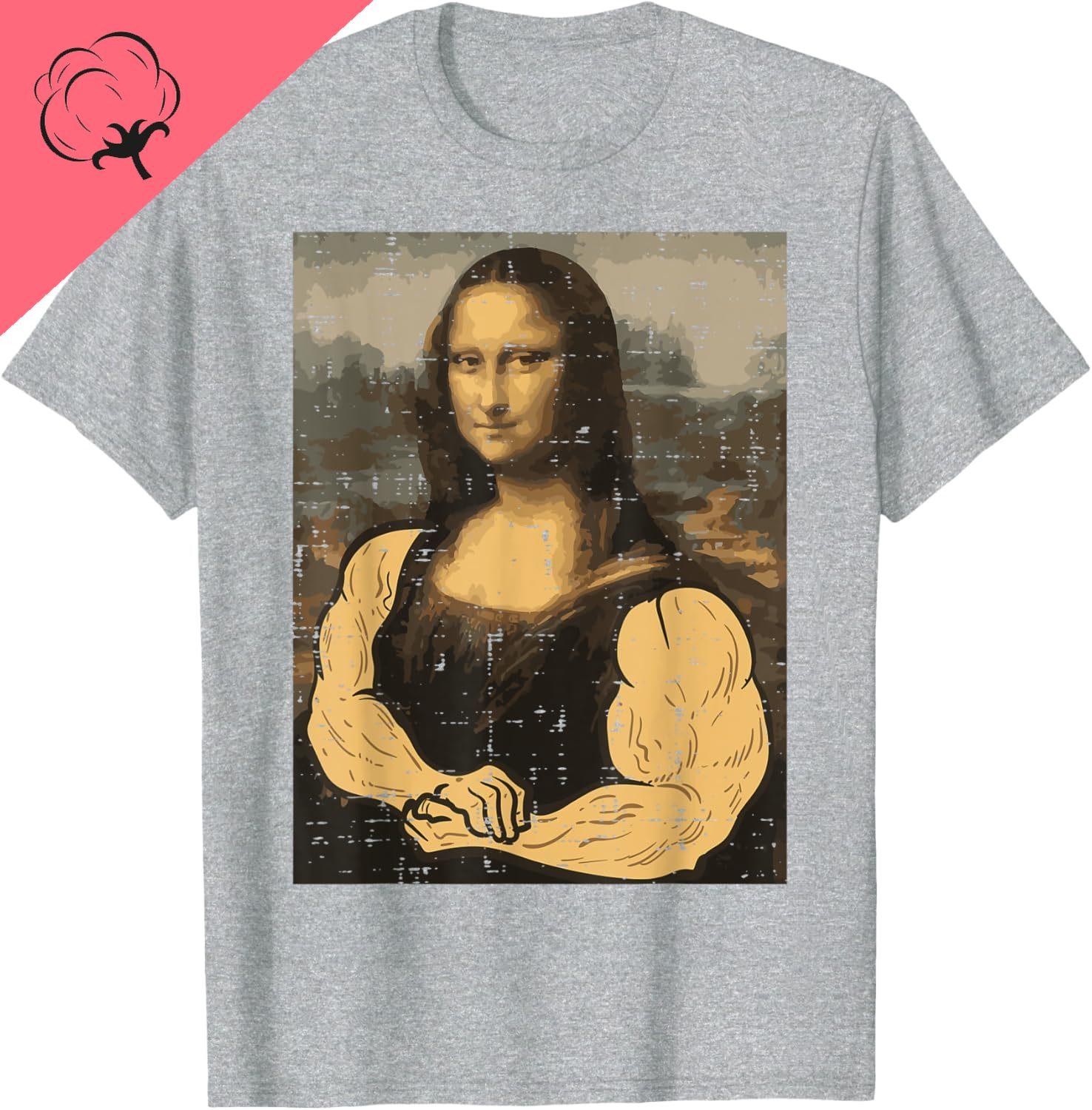 

Gym Mona Lisa Muscle Fun Workout Fitness Bodybuilding Women T-Shirt Casual Vintage Cotton Y2k Clothes Camisetas Top 4XL