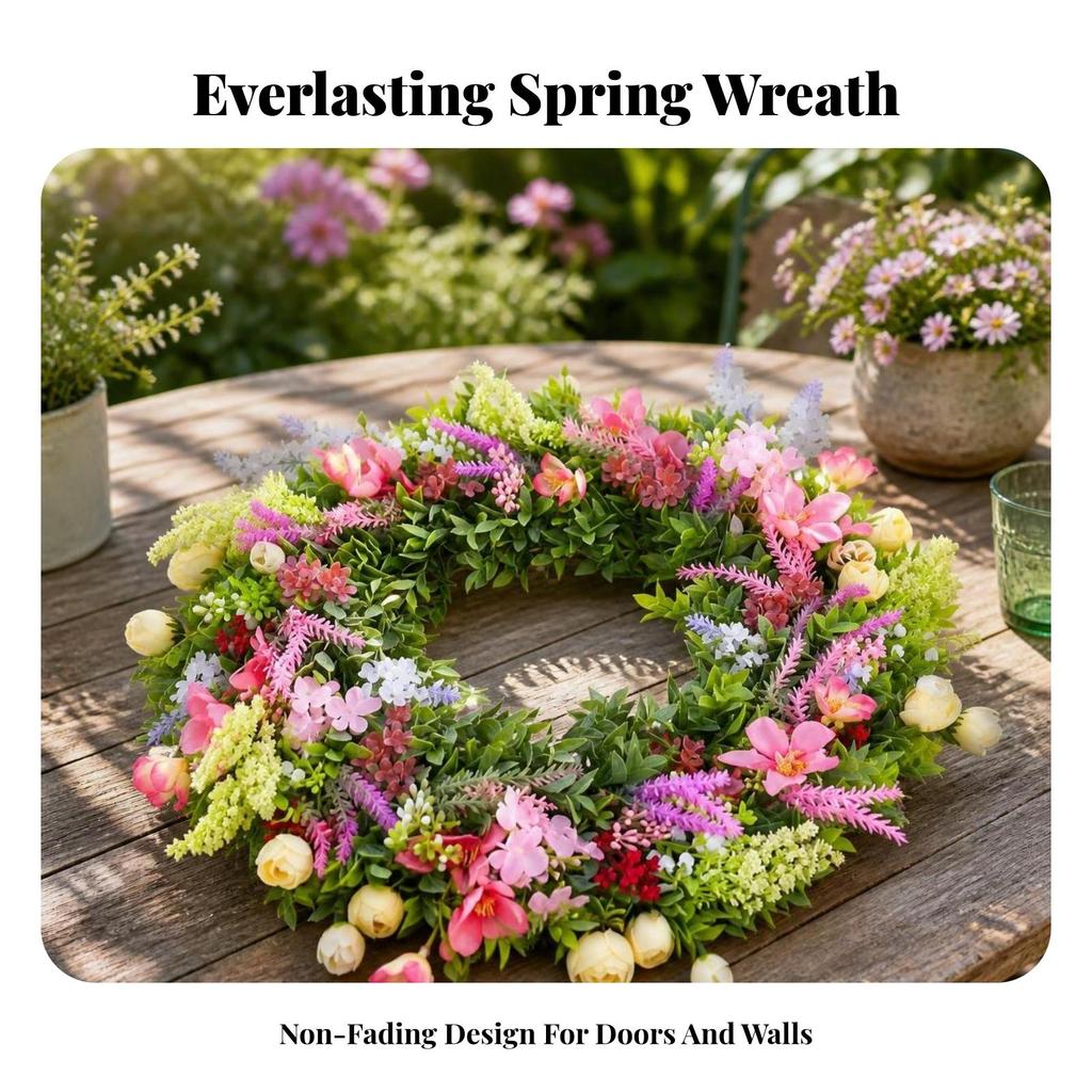 Artificial Floral Wreath Lifelike Leaves Outdoor for Wall