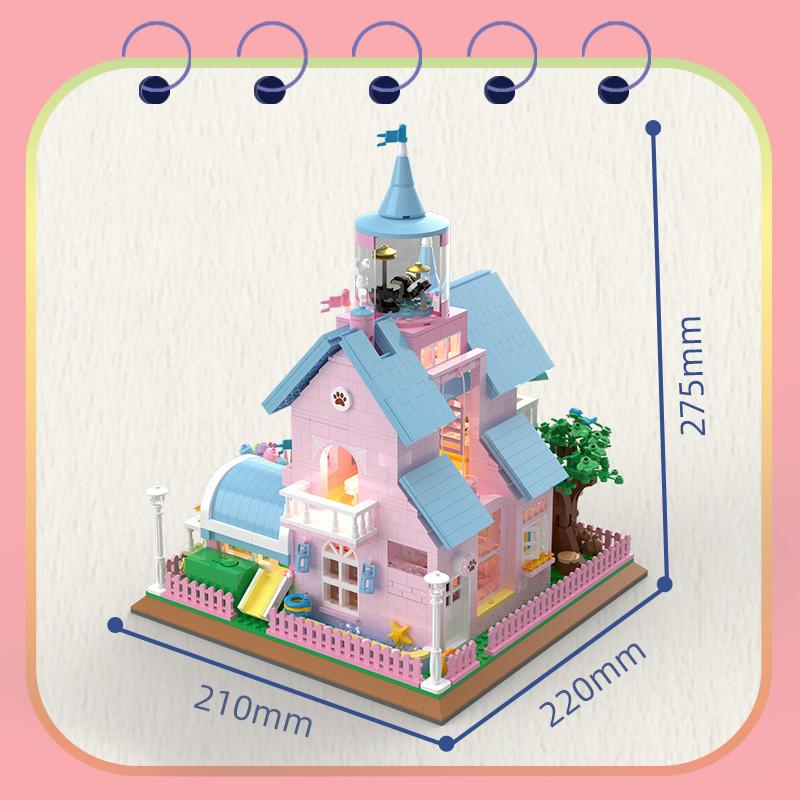 2220PCS Creative City Street View Building Bricks Mini Block Pink Girl Castle Villa Construction Model Figures Toy Collection For Gift NO BOX