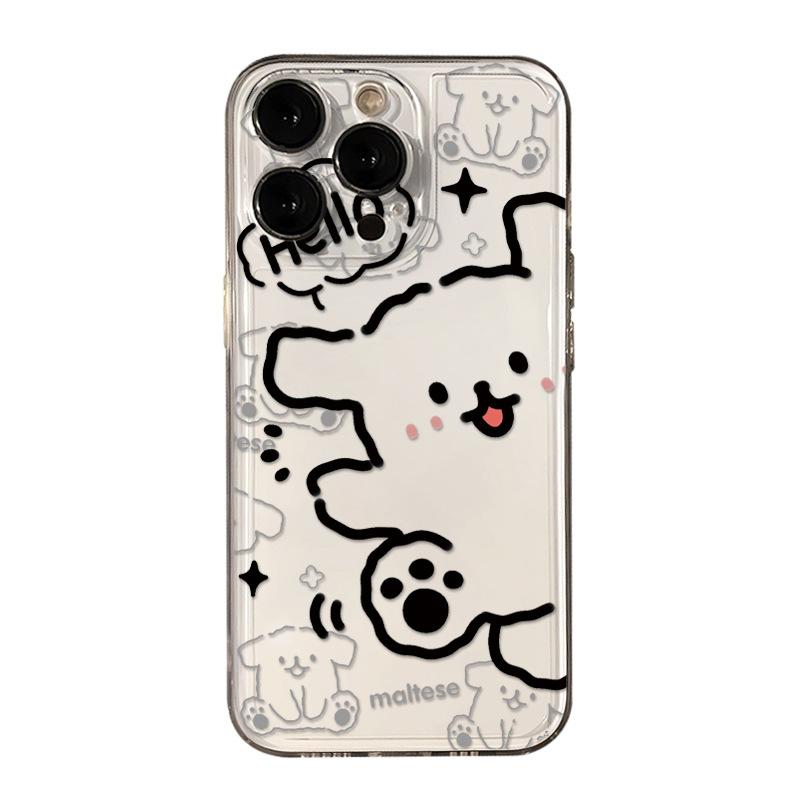 A Lively Little Dog Phone Case for Couples Lovers for iPhone 17 Air 11 12 13 Mini 14 Plus 15 16 Pro Max X XR Cartoon Dog Cover
