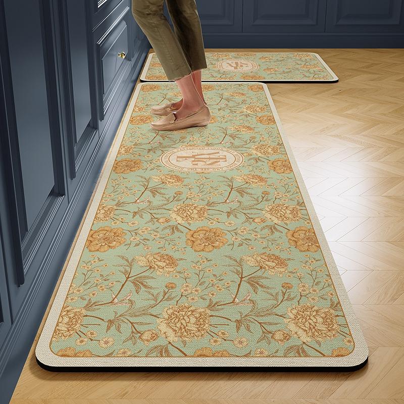 Kitchen Floor Mat Absorbent Carpet Diatom Mud Non-slip Foot Mats Sweet Flower Pastoral Home Decoration Rug Alfombra