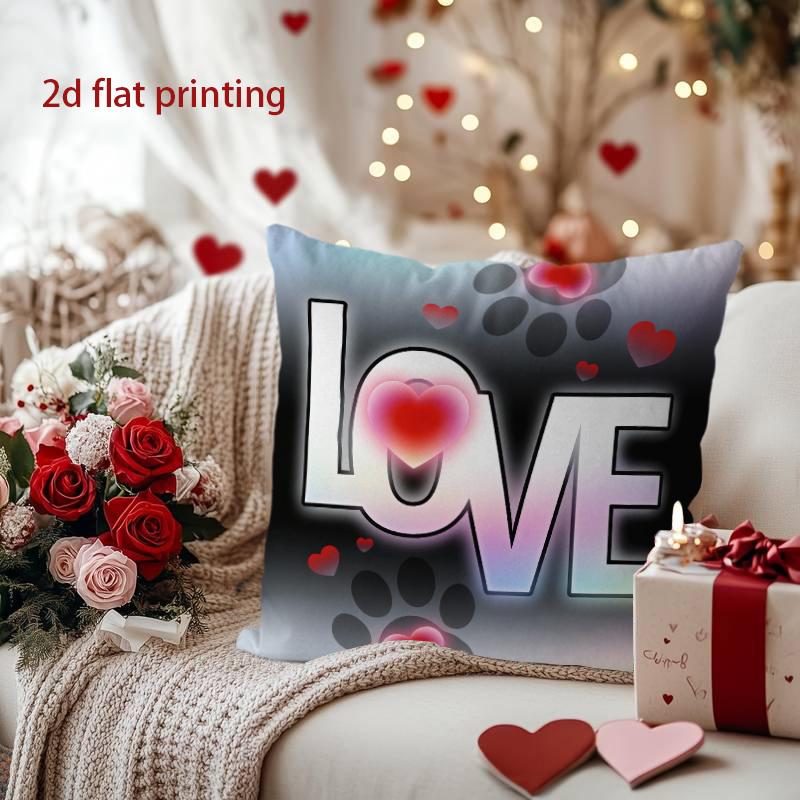 Glowing Paw Heart Love Pillow for Pet Lovers Pattern Cushion Cover Suitable for Sofa Bedroom Car Pillow Cover
