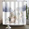 Christmas Shower Curtain Xmas Tree Winter Forest Snow Cute Snowman Bathroom Shower Curtain Waterproof Bath Curtain With Hook