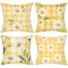 Yellow Checkered Daisy Patterned Decorative Cushions Polyester pillowcase, sofa decorative cushion cov Headboard Pillow
