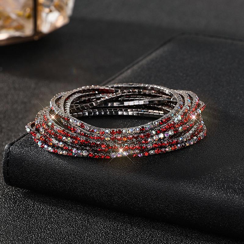 Diamond Elastic Bracelet Color Zircon Rhinestone Claw Chain Crystal Bracelet Gemstone Full Diamond Jewelry