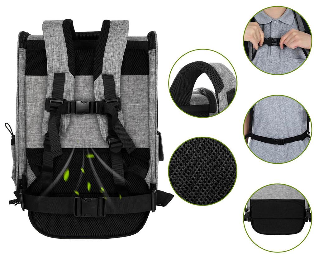 Foldable Expandable Pet Backpack with Adjustable Height and Customizable Logo – Breathable Double-Shoulder Design for Outdoor Use