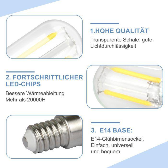 Ampoules LED E14 - NETTLIFE - T22 rétro Edison - 2W - Blanc froid 6000K - Lot de 4
