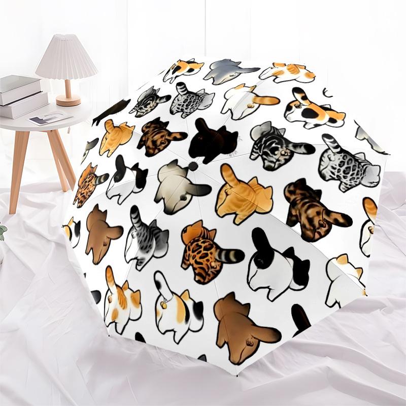1 Stück faltbarer Regenschirm mit Katzen-Po-Aufdruck | Elegantes Design, Modisches Accessoire, Langlebige Konstruktion, Stabile Rippen yy251107123