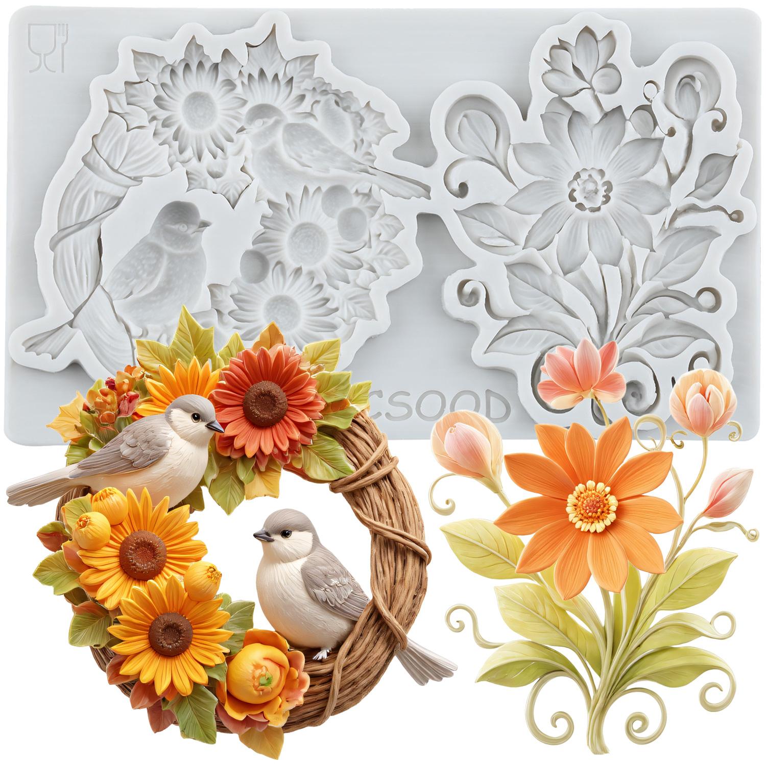 

Bird Silicone Mold Sunflower Fondant Molds Cake Decorating Tools Theme Cake Dessert Decorated Chocolate Candy Mold серый