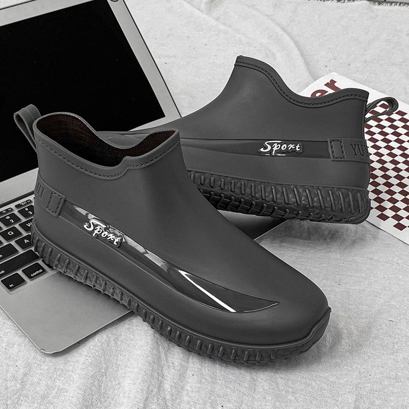 

Chelsea rain shoes low short tube мужские нескользящие и износостойкие ботинки для морской рыбалки 2024 новые мужские водонепроницаемые дождевые сапоги 44 серый