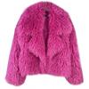 Womens Faux Fur Coat Loose Blazer Collar Tie-dye Plush Winter Warm Outerwear
