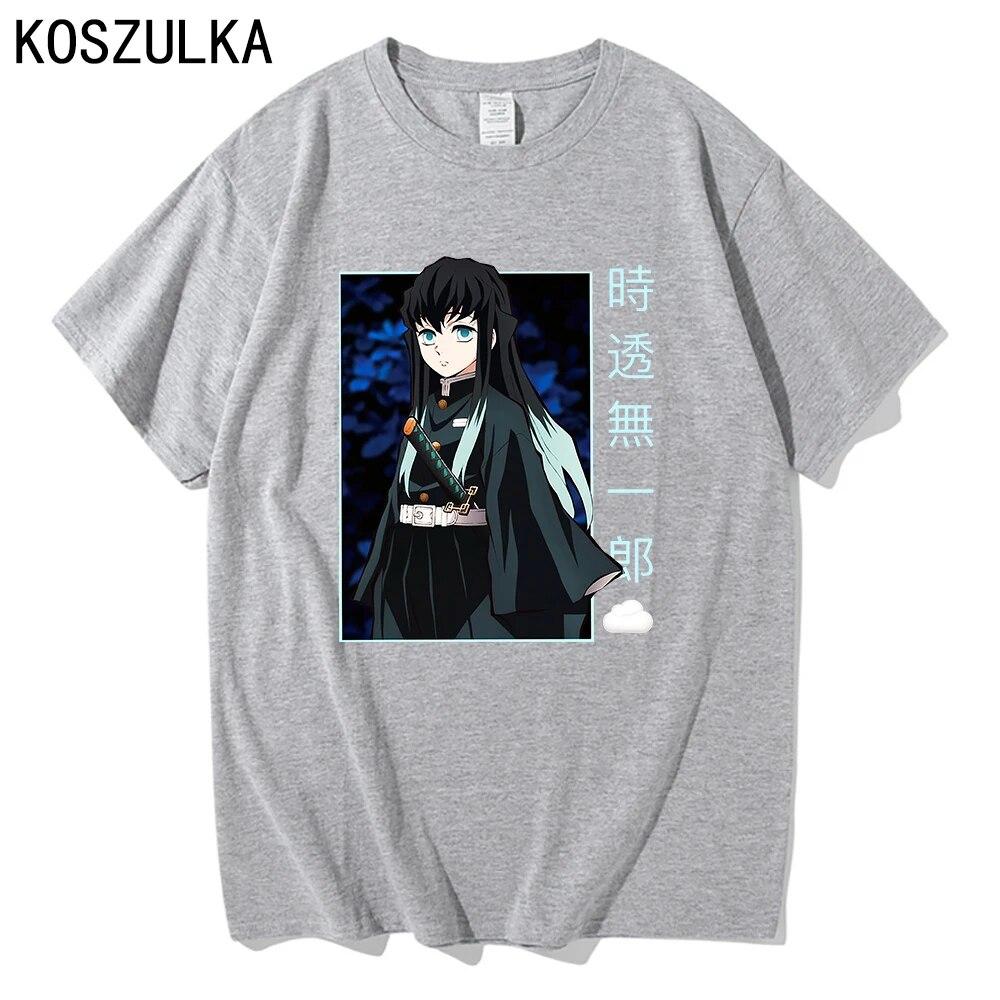 Demon Slayer Muichiro Tokito T-shirt Cotton Tee Shirt Summer T Shirts Kokushibo Clothes Sudaderas Unisex/women Hip Hop Sweatshirts Unisex