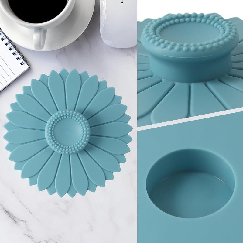 Sonnenblumen Silikon Becherabdeckungen Tassen Deckel Mehrfarbig Universal Staubdicht Wiederverwendbar Hitzebeständig Tassen Deckel für Zuhause Büro Kaffee Tee Milch Getränke Tassen