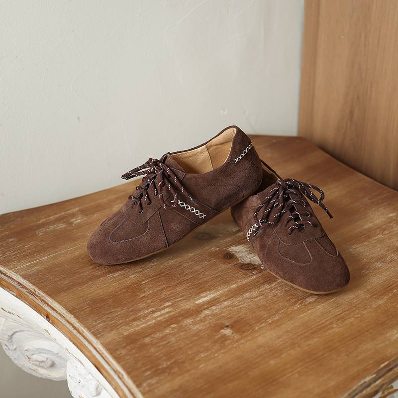 Krazing Pot Nubuck Round Toe Increased Lace Up Spring Autumn Shoes Big Size 41 Lace Up Women Leisure Shoes
