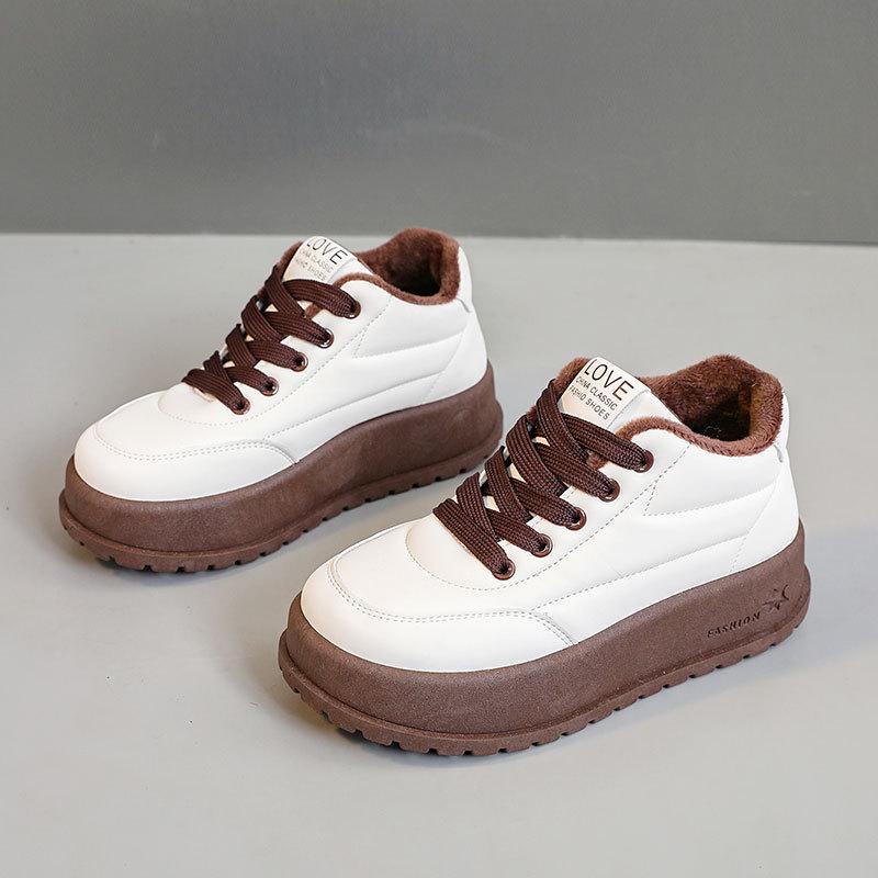 KT2812 Women's 2024 Autumn/Winter Solid Color Snow Cotton Sports Shoes with Thick Velvet Lining for Warmth