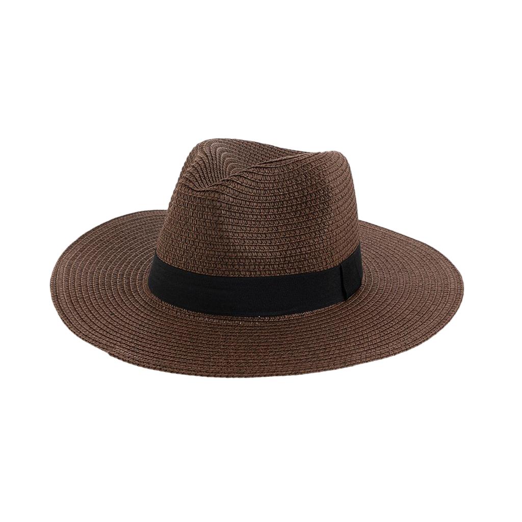 Modischer Sonnenschutz Stroh-Panama-Hut für Herren und Damen Sommer Outdoor Strand Jazzhut Breiter Rand Atmungsaktiv