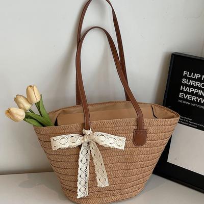 Woven Bag Women's Large Capacity 2026 Spring New Beach Vacation Commuter Tote Versatile Shoulder Underarm Bag Women