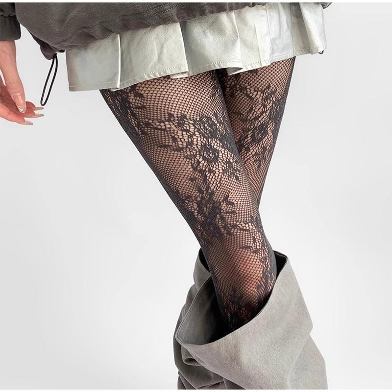 Fishnet Socks Lace Net Socks French Jacquard Pantyhose New Sexy Stockings Women Lace Knee Length Thigh High Fishnet Socks