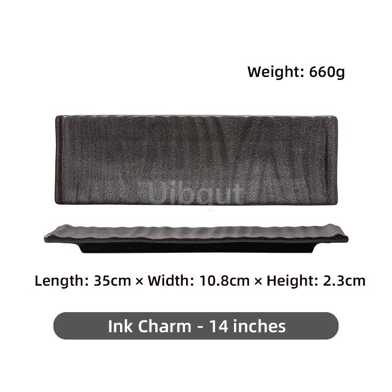 Japanese sushi plate Rectangle ceramic strip vegetable plate Dim sum Western food Sushi fish Dim sum Tableware dumpling tray