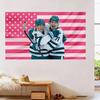 San Jose Sharks Macklin Celebrini Pink Usa Flag Tapestry, Hockey Wall Hanging Decor, Fan Gift, Flat Print