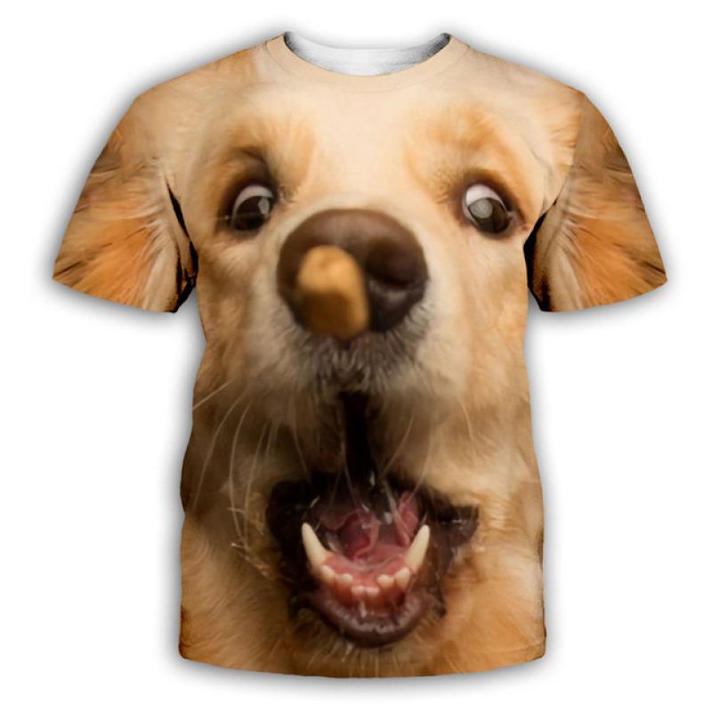 Reduceri de primăvară fierbinte de vară europeni și americani tricou bărbați modă creativă câine animal imprimeu digital 3D gât rotund scurt S