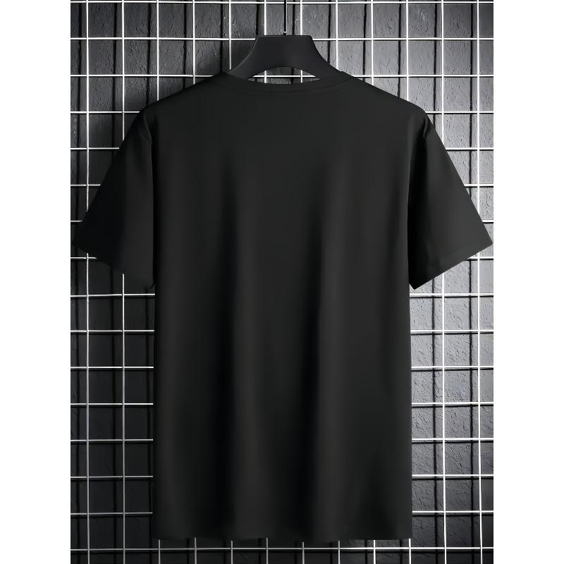 Europejskie rozmiary Męska koszulka z krótkim rękawem na co dzień - Oddychająca letnia koszulka outdoor z nadrukiem graficznym w stylu western, Regularny krój, Okrągły dekolt