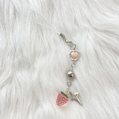 Mooie Hart Slot Aardbei Telefoon Charme Riemen Autosleutels Hangende Hangers Tas Decoratie Lanyard Vrouwen Portemonnee Accessoires