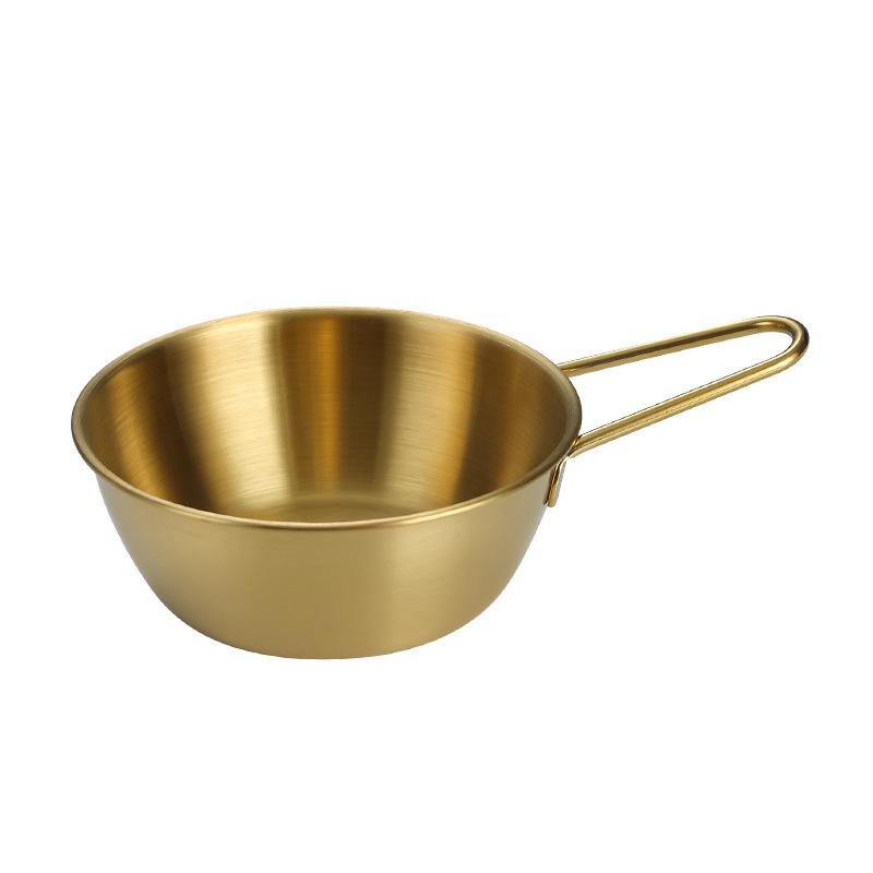 Stainless Steel Rice Wine Bowl Korean Style Cuisine Bowl with Handle Noodles Pot Sauce Seasoning Bowl Dish Kitchen Tableware