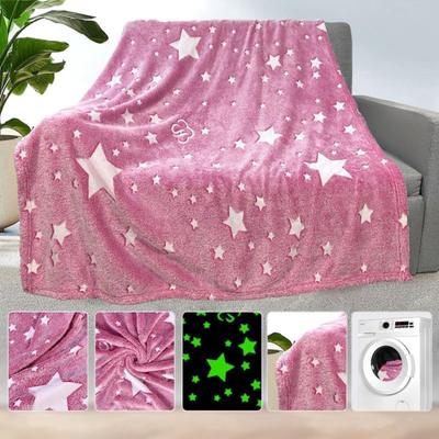 Blanket Glow The Dark Non-fading Touch Star Soft In Pattern Pink Fleece Blanket