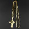 Vintage Stainless Steel Christian Cross Pendant Necklace for Women Men Fashion Nordic Celtic Knot Amulet Hip Hop Chain Jewelry