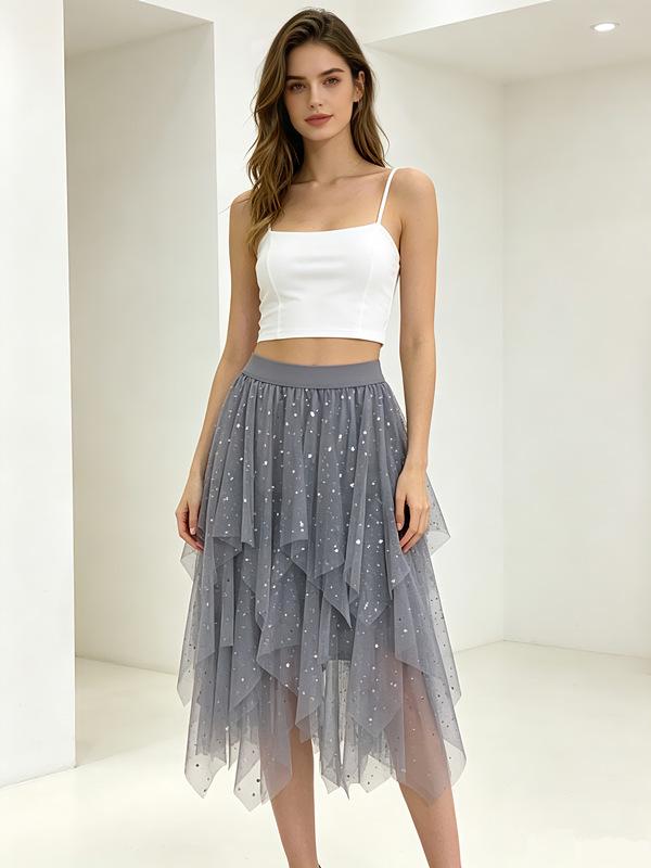 2023 Trendy High-Waisted Irregular Fairy Mesh Skirt - Korean Spring Style