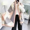 Autumn and Winter Thickened Geometric Color Matching Dual-purpose Shawl Student Scarf Imitation Cashmere Women's Dual-purpose Thermal Scarf