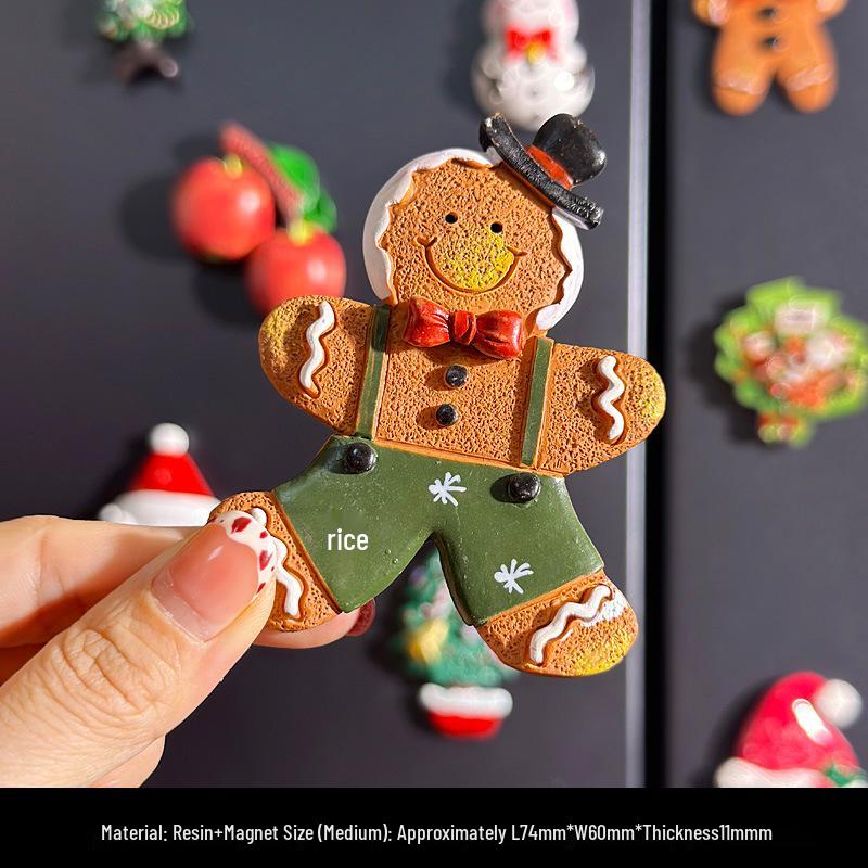 Magneti per Frigorifero di Natale Carini in Resina 3D: Pupazzo di Neve, Albero, Omino di Pan di Zenzero - Adesivi Magnetici Festivi per Decorazione.