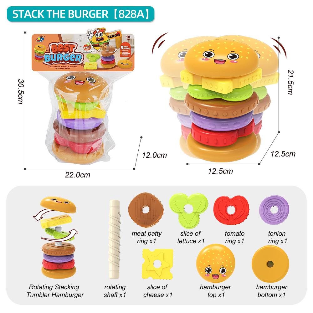 Rotating Hamburger Stacking Toy - Educational Early Learning Gift for Infants and Toddlers