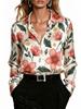 Fashionable Floral Print Long-sleeve Shirt with a Classic Collar Design, Perfect for Women's Outfits for Dates and Vacations.