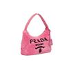 Prada Re-Edition 2000 Embroidered Logo And Enamel Triangle Logo Soft Terry Fabric Hobo Bag Women bags Pink 1NE515_2DXO_F046J